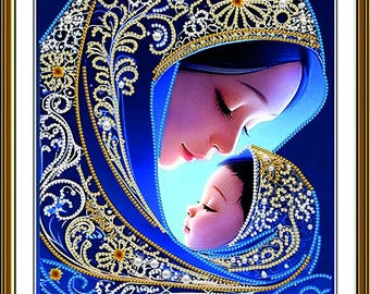 Mother and Child Bead Embroidery Kit: PRECIOSA Beads, Mother's Day Craft Nova Sloboda