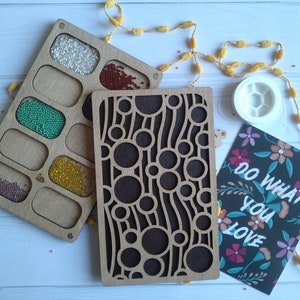 Wood Bead Organizer with Magnetic Lid – DIY Jewelry Storage Tray, Handmade Beadwork Accessory with 10 Sections