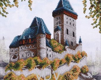 Bead Embroidery Kit: Emerald Castle Landscape - DIY Craft