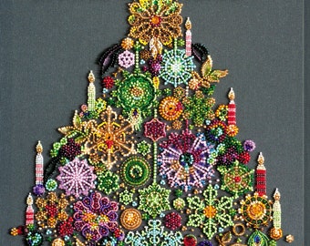 Colorful Beads Embroidery Kit, Merry Christmas Beads Embroidery Kit, DIY Beadwork Picture, Beads Christmas Tree Craft Kit AB04