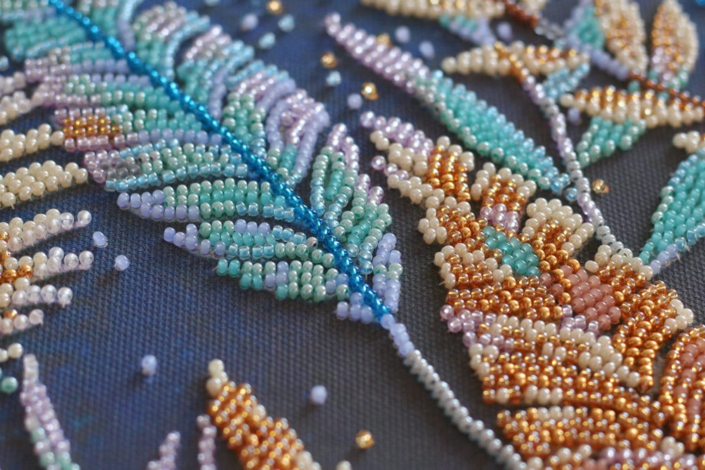 Bead embroidery kit Tropical night needlepoint kit botanical | Etsy