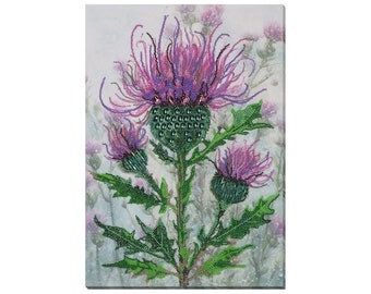 Scottish Thistle Bead Embroidery Kit: Floral Needlework Pattern