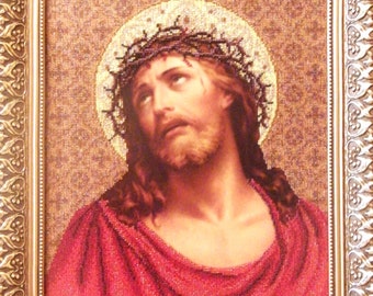 Jesus Crown of Thorns Bead Embroidery Kit: Christian Orthodox Icon
