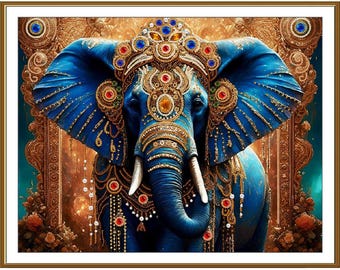 Indian Elephant Bead Embroidery Kit – Decorative DIY Art on Canvas Nova Sloboda