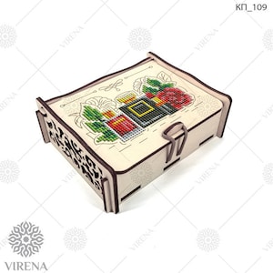 Wood stash Box Handmade wooden jewelry box with bead embroidery, Laser cutting Jewelry box for women DIY kit for jewelry box with embroidery