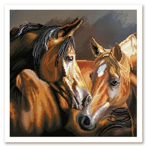 Cross stitch kit Pair Horse Modern cross stitch Needlepoint kit Animal embroidery diy  needlework kit Bedroom Wall decor Nova Sloboda