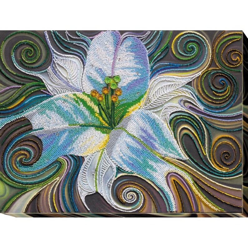 Lily Bead Embroidery Kit Needlework White