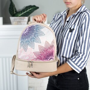 Boho Leather Women Backpack Embroidery With Beads School Backpack Black ...
