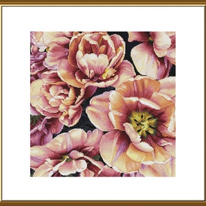 Cross stitch kit Delicate flowers Peony cross stitch designs Needlework cross stitch patterns Modern needlepoint kit Nova Sloboda
