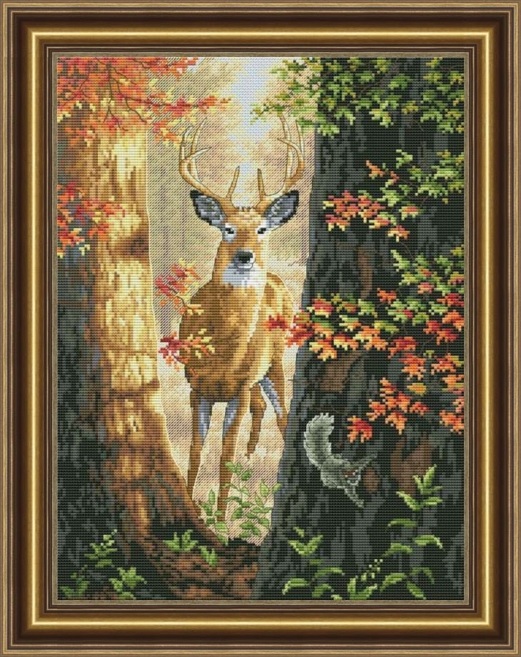 Two Deer at a Cliff Printed Canvas for Cross Stitch Tapestry Gobelin  Embroidery Orchidea 3137J