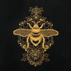DIY Needlepoint Kit Golden bee Tapestry kit Cross Stitch Kit, Embroidery kit, Decorative Stitches, Blackwork Embroidery Pattern. AbrisArt