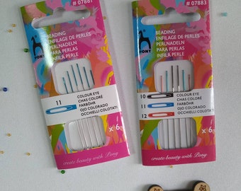 Pony Beading Needles with Colored Eye - Set of 6