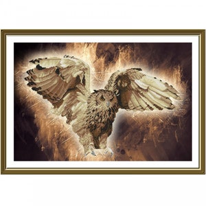 Cross stitch kit Owl embroidery needlework kit Forrest bird cross stitch pattern Counted cross stitch design DYI wall decor Nova Sloboda