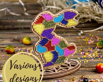 Easter Beaded Embroidery Kit: DIY Plywood Ornament