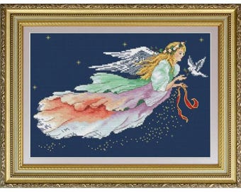 Christmas Angel Cross Stitch Kit – DIY Holiday Embroidery