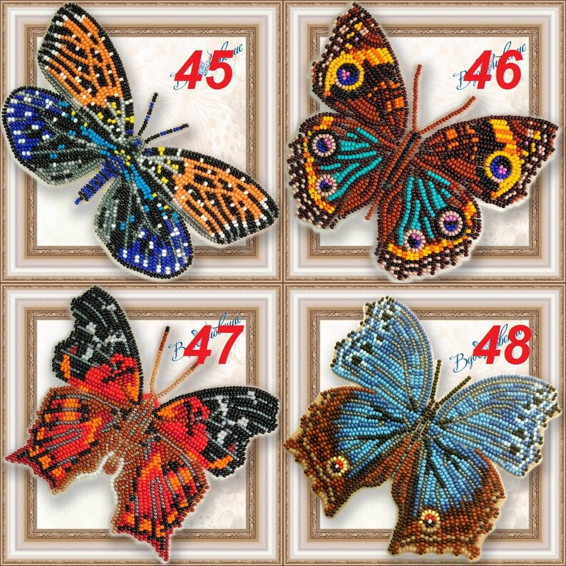 Bead embroidery kit Flying Butterflies, butterfly embroidery kit, needlepoint kit, colourful butterfly beading pattern, embroidery pattern image 6