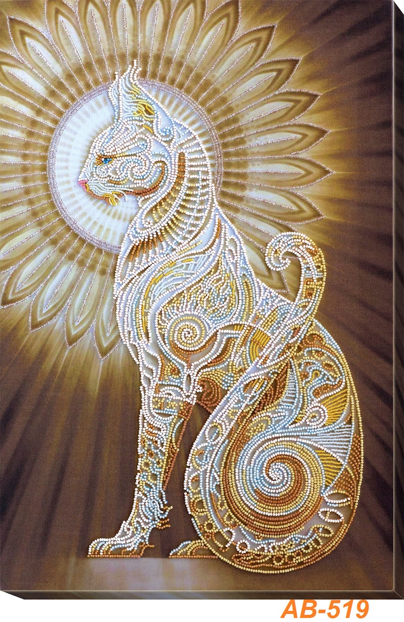 Bead Embroidery Kit Egyptian Cat Bast Needlework Kit Cat Etsy