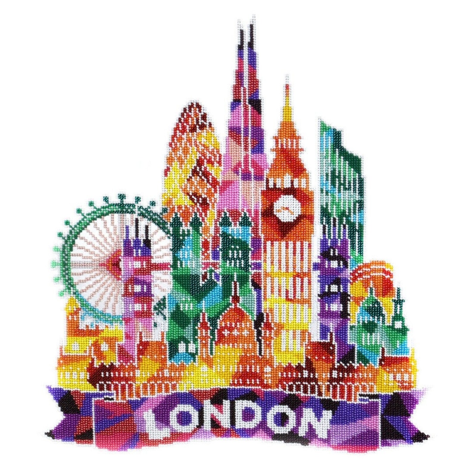 Bead Embroidery Kit London Skyline Abstract Cityscape Etsy
