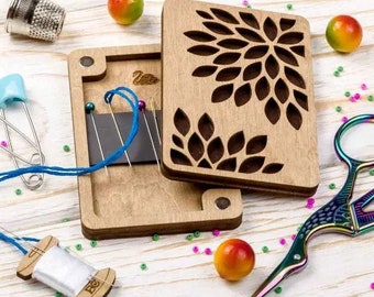 Magnetic Sewing Needle Case: Wooden Embroidery Pin Organizer
