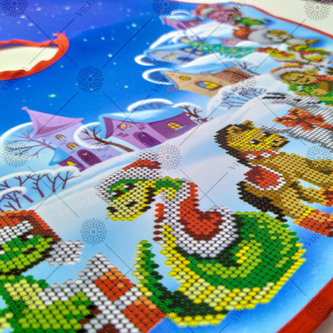 Christmas tree skirt bead embroidery kit handmade tree skirt Etsy