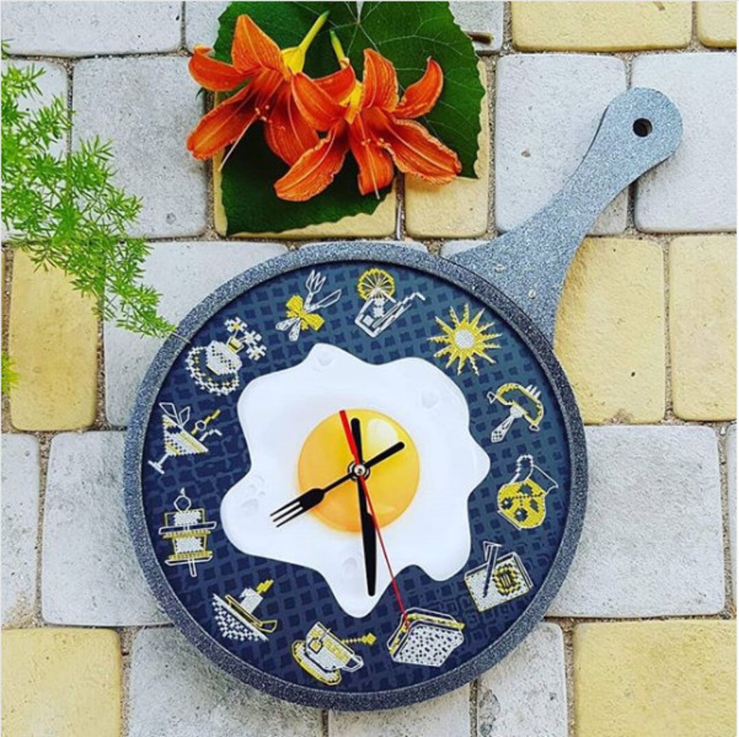 Bead Embroidery Kit Time to Cook Wall Clock With Embroidery Etsy