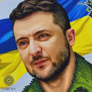 Bead embroidery kit Ukrainian President Zelensky Pray for Ukraine needlework kit, embroidery kit, Beaded hand embroidery, embroidery pattern