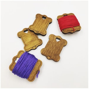 Wood Floss Drops, Bobbins for thread, Set of 20 spools, Floss spools thread bobbin for cross stitch embroidery, Floss Organization