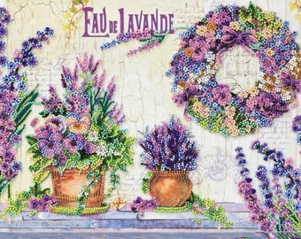 Bead embroidery kit Lavender Chantilly embroidery flower embroidery kit sunshine wall art hand embroidery sunshine embroidery pattern AB09
