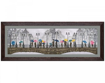 Rainy Cityscape Cross Stitch Kit: Nova Sloboda Counted Pattern Nova Sloboda