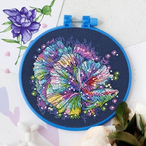 Hand Embroidery Kit  Flowers cross stitch kit, Embroidery Hoop Pattern Cross stitch love needlepoint kit Modern Embroidery AbrisArt