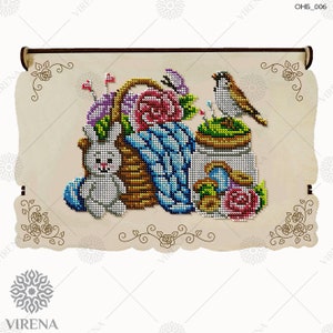 Wood stash Box Handmade wooden jewelry box with bead embroidery, Laser cutting Jewelry box for women DIY kit for jewelry box with embroidery