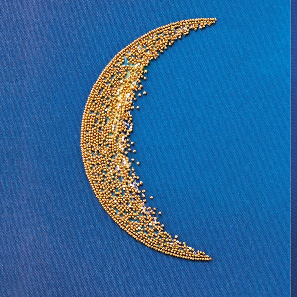 Bead embroidery kit Cadence of the Moon needlepoint kit, needlework kit, hand embroidery moon embroidery pattern gift beading pattern AB09