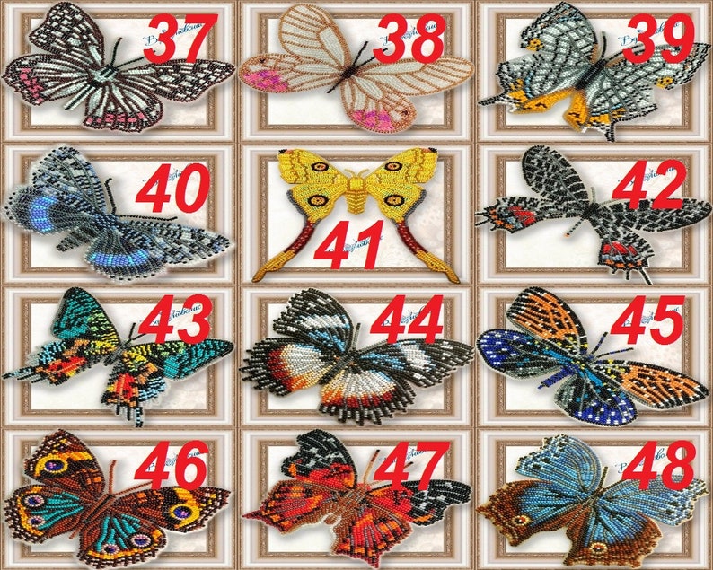 Bead embroidery kit Flying Butterflies, butterfly embroidery kit, needlepoint kit, colourful butterfly beading pattern, embroidery pattern image 3