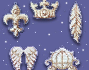 Christmas Ornament Cross Stitch Kit: Royal Collection with Beads