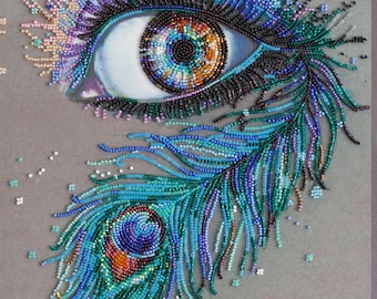 Bead Embroidery Kit: Blue Eye & Peacock Feather
