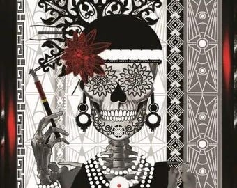 DIY Calavera Bead Embroidery Kit Day of the Dead Craft Supplies Modern Embroidery Art Needlepoint Home decor AbrisArt
