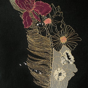 Blackwork Embroidery kit Flower wind- Needlepoint Kit, Tapestry kit, Decorative Stitches Counted Cross-stitch, cross stitch pattern AbrisArt