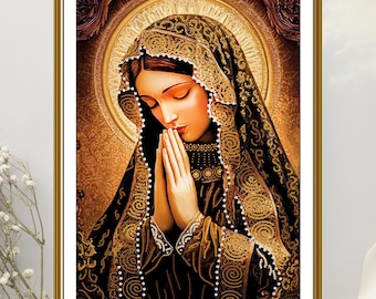 Virgin Mary Bead Embroidery Kit: Christian Icon, Religious Gift Nova Sloboda