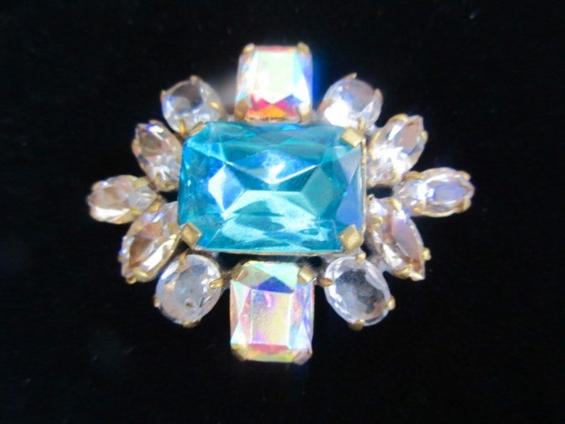 Czech Handmade Vintage Style Glass Rhinestones Gorgeous Turquoise Crystal Aurora Make beautiful things with this Button Buy Now!