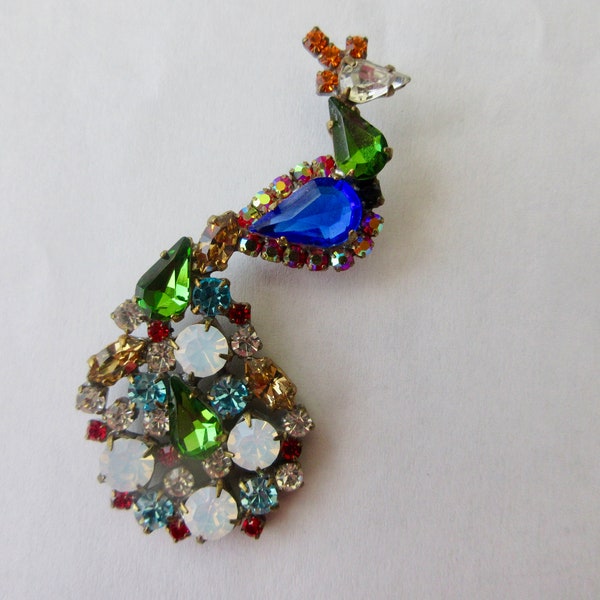 Gorgeous Peacock Czech Glass Rhinestone Button  Truly Outstanding a Must Have