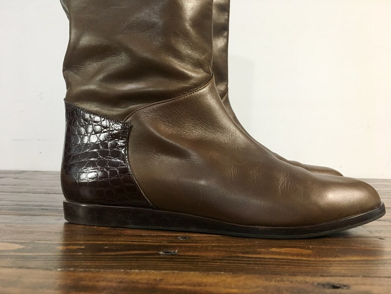 BRUNO MAGLI Beautiful Tall Brown Leather Boots Womens Size 40 B / US 10 Etsy