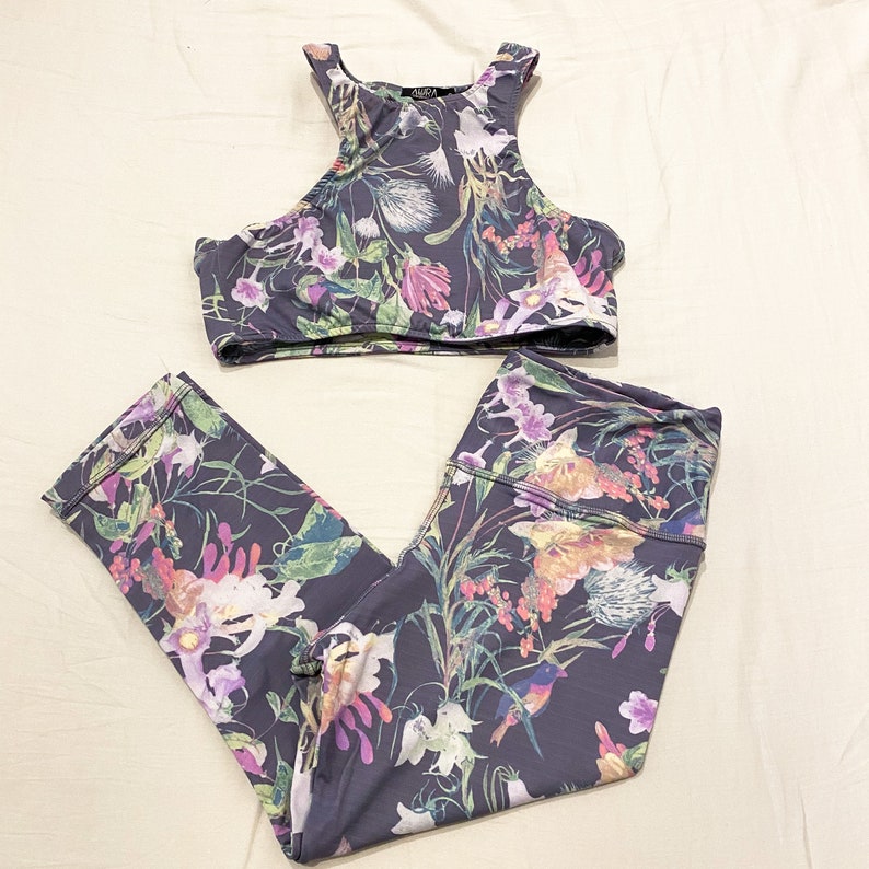 yoga bra gym top ready to ship sports bra Activewear Halter Top floral print crop sports halter active halter crop top running top