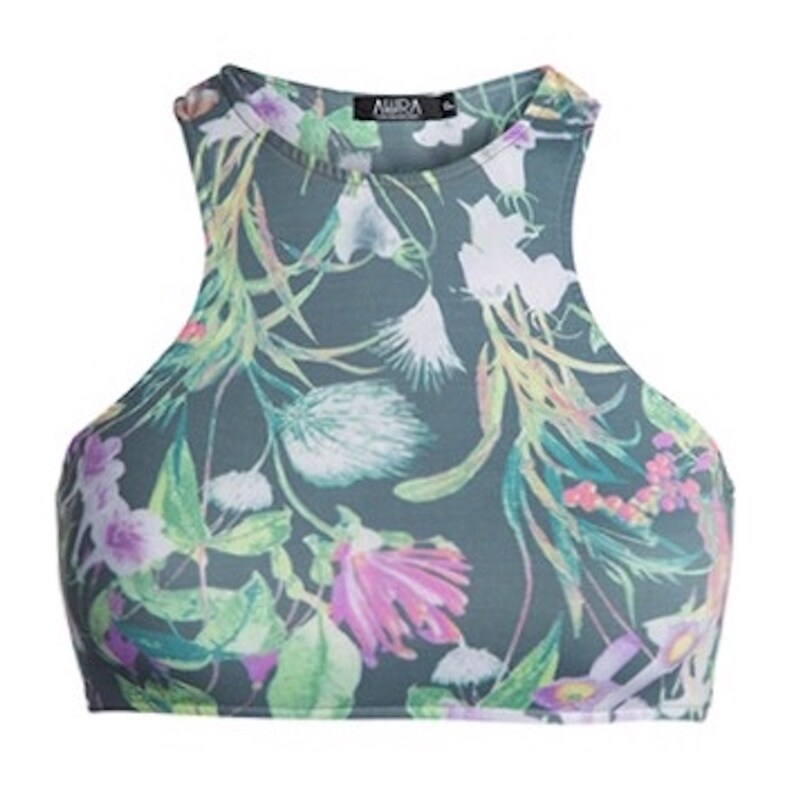 yoga bra gym top ready to ship sports bra Activewear Halter Top floral print crop sports halter active halter crop top running top