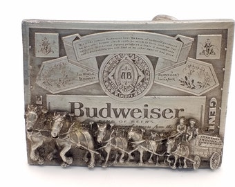 Vintage Budweiser Belt Buckle Heavy Metal Silver Color Maratron T-169