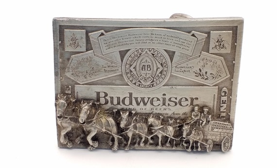 Vintage Budweiser Belt Buckle Heavy Metal Silver … - image 1
