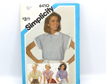 Simplicity Vintage Sewing, 6410 Simplicity Patterns, Women's Shirt Sewing Pattern, Vintage 9410 Sewing Patterns, Women's Top Sewing Patterns