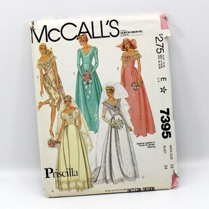 McCalls Vintage Sewing Pattern, McCalls 7395 Patterns, Wedding Dress Sewing Patterns, Vintage  McCalls Wedding Dress 7395, Vintage Wedding