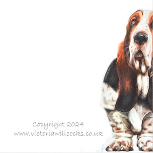 Basset Hound-kaart, met kraftpapier-bruine envelop