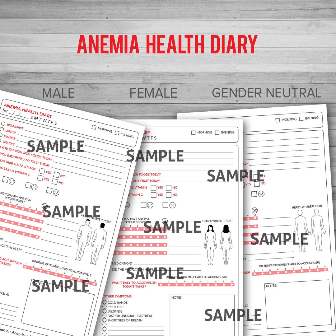 Anemia Health Diary - Etsy