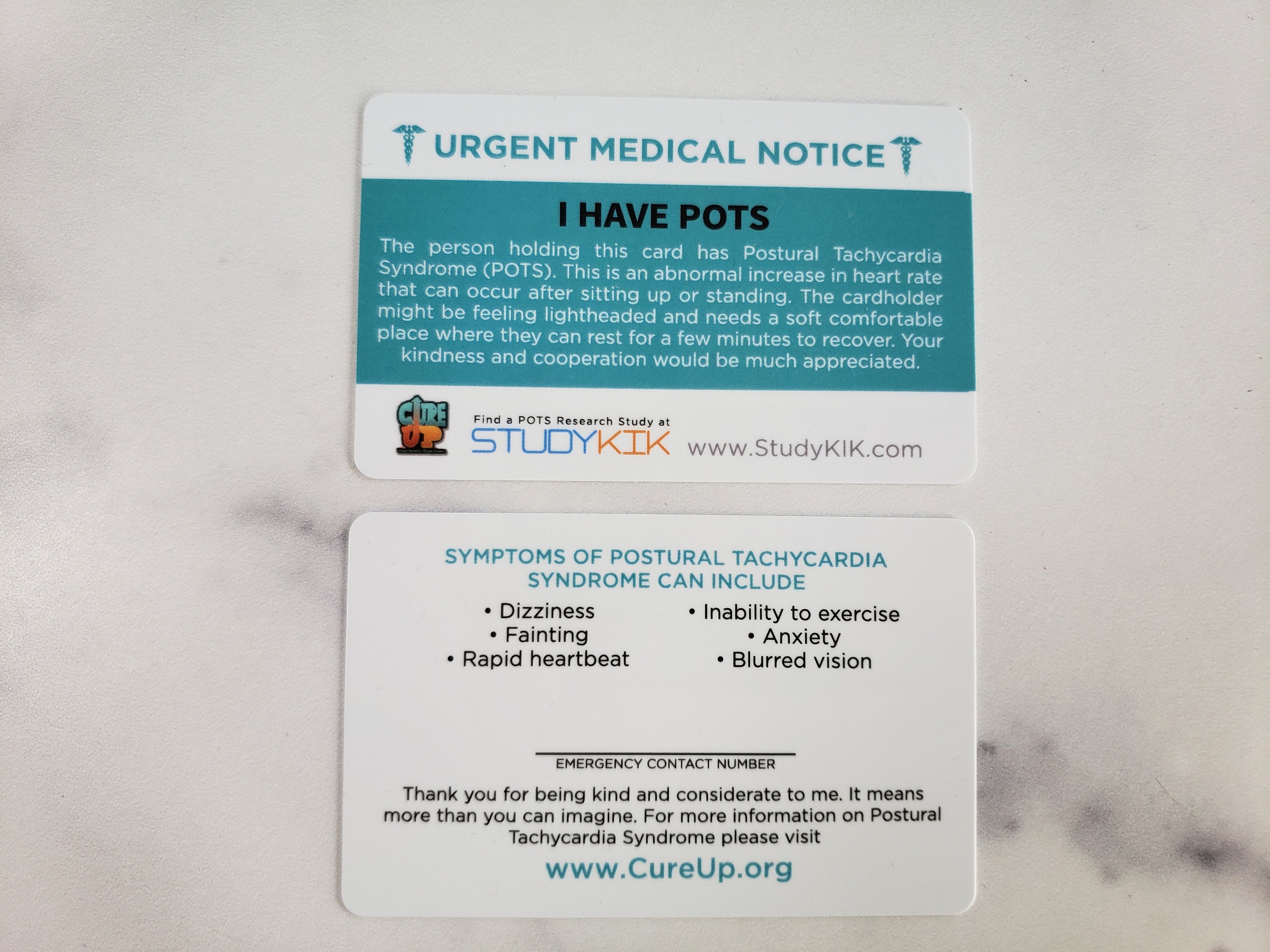 Postural Tachycardia Syndrome pots Card, POTS Emergency Card, POTS Medical  Card POTS Alert Card 